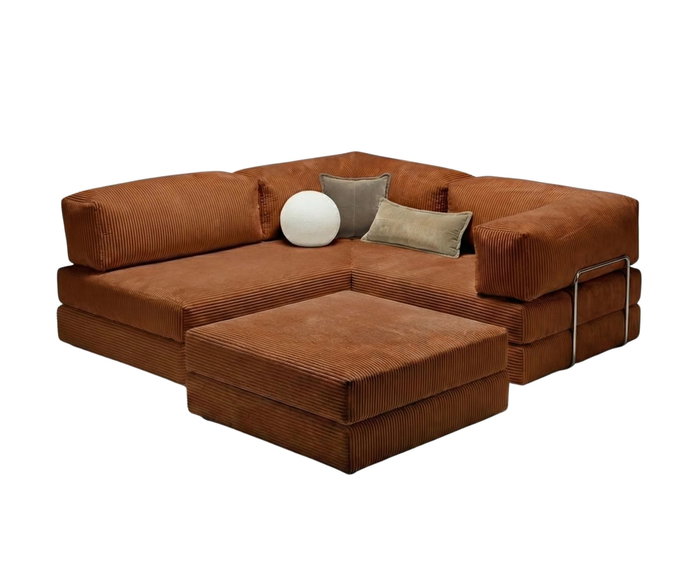 Atelier Del Sofa Kanyon - Sofá-cama de esquina Rojo azulejo